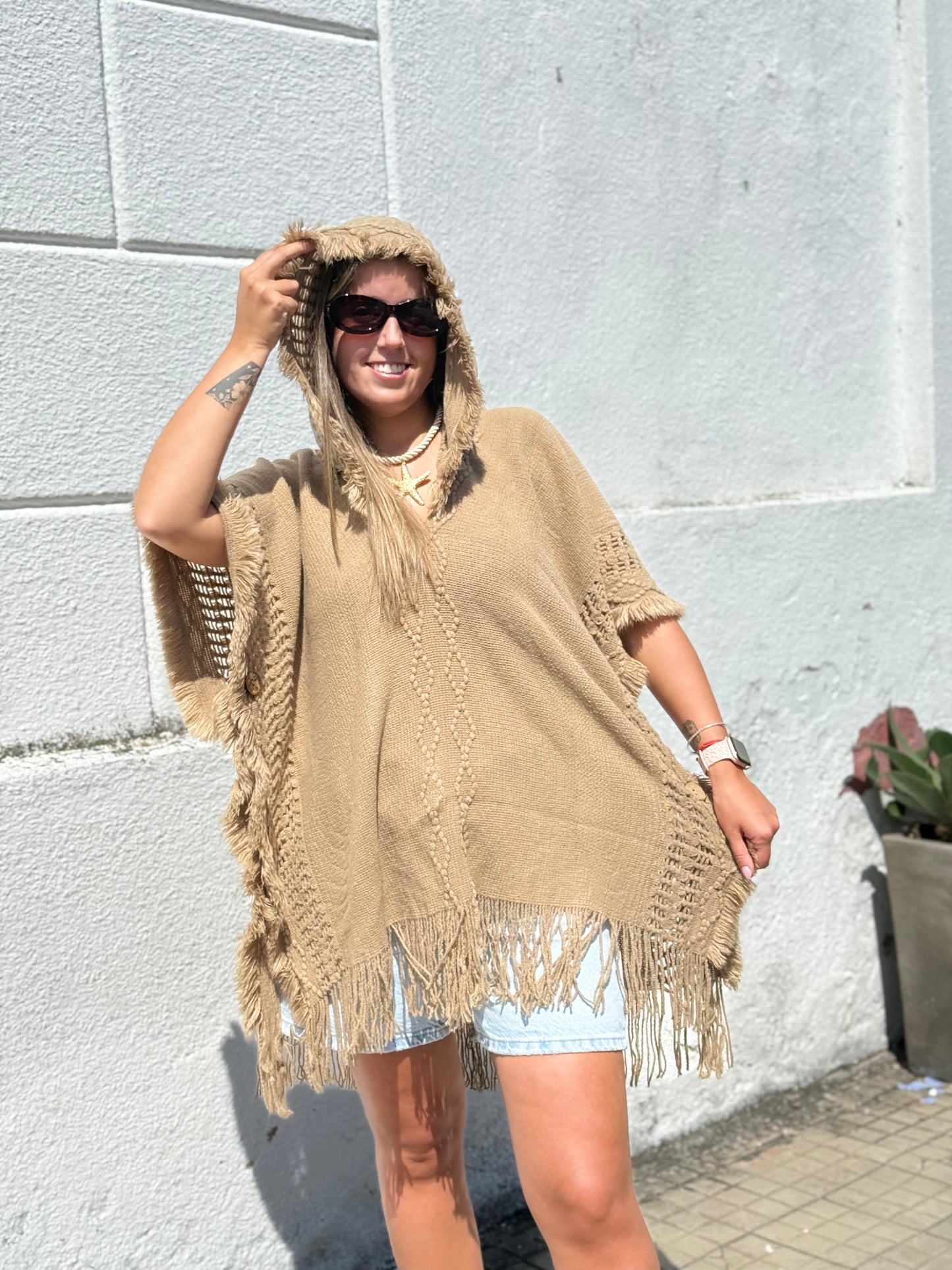 Poncho en color marron