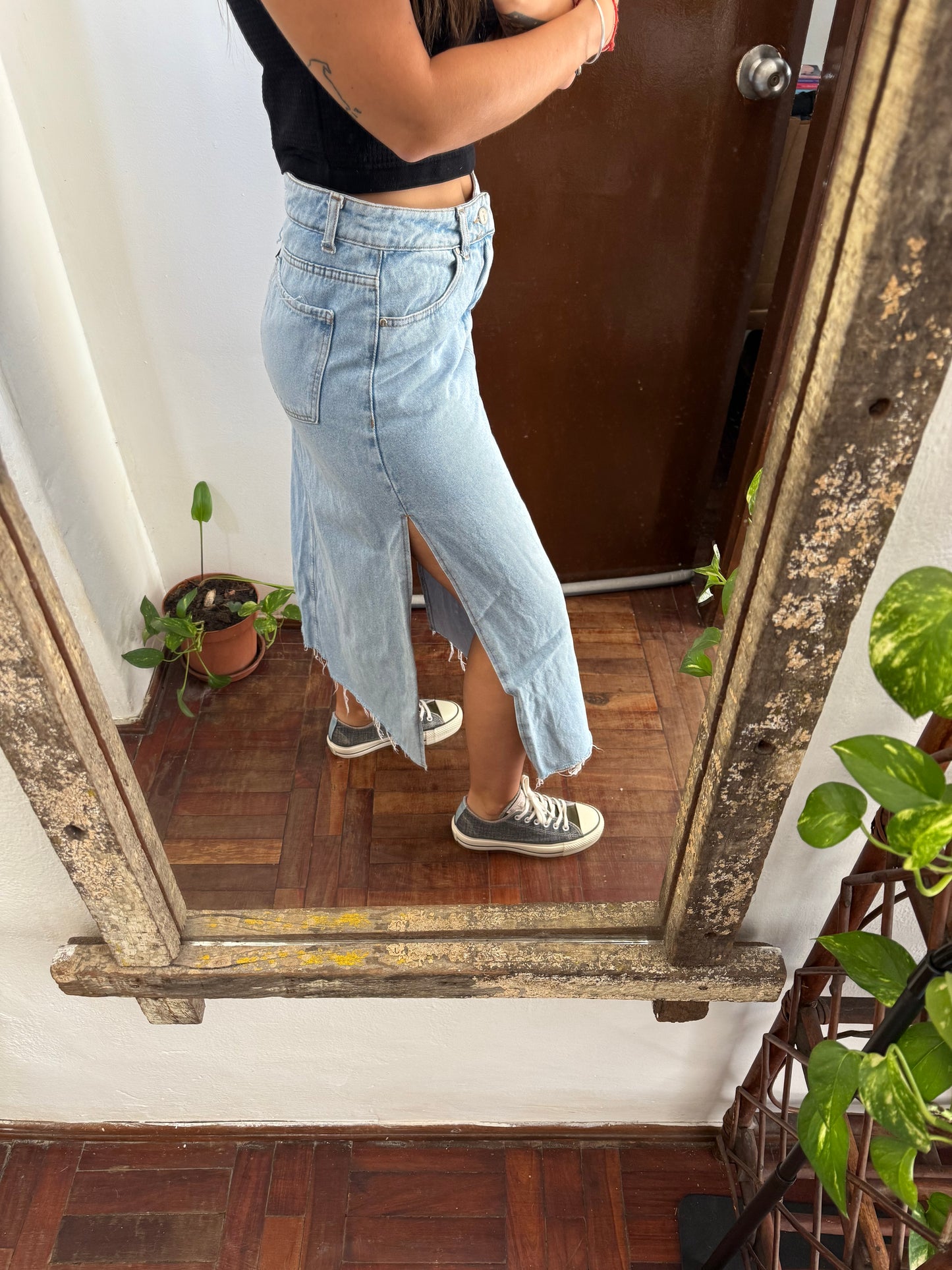 Pollera Jean tajo talle 40