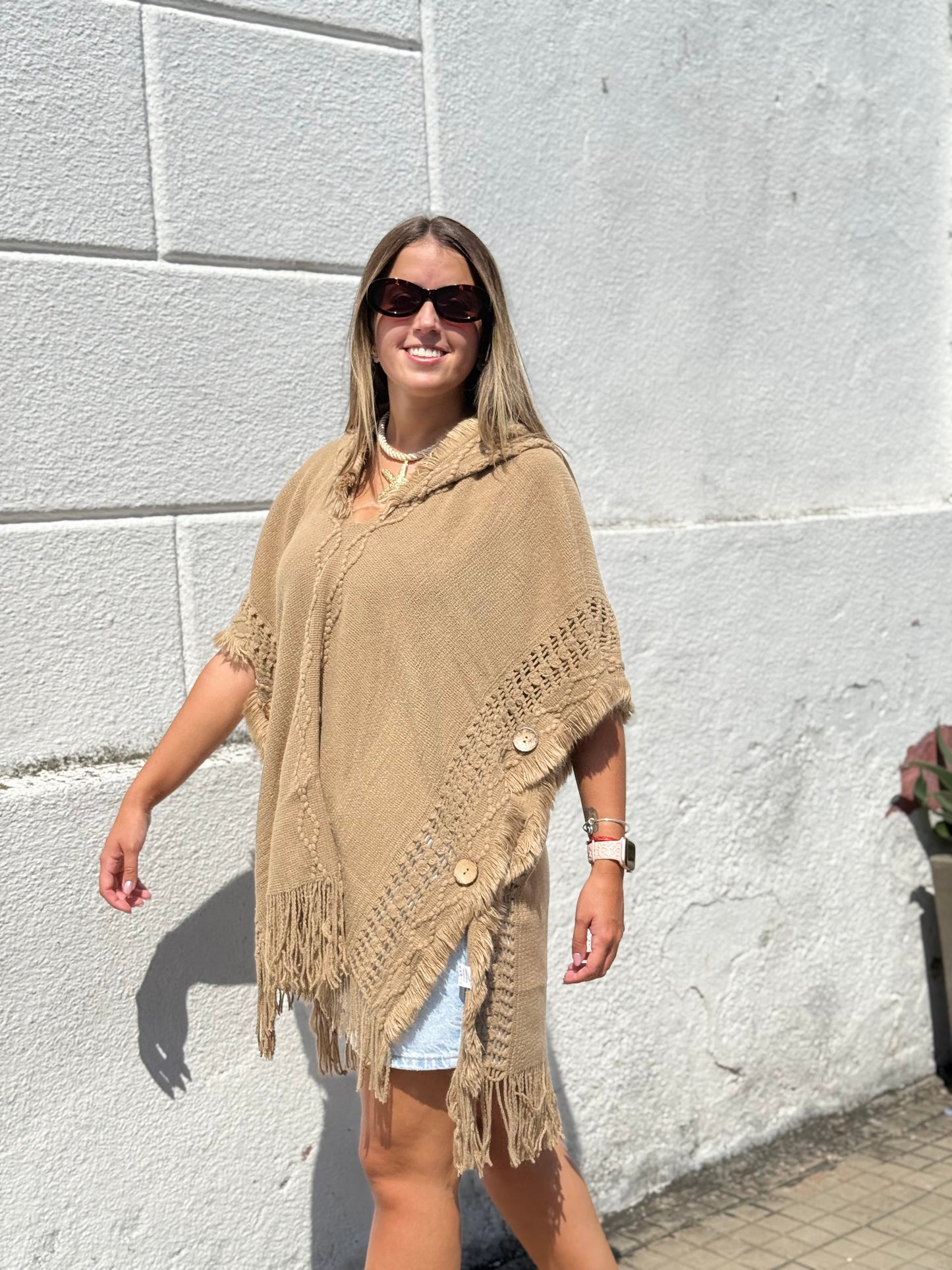Poncho en color marron