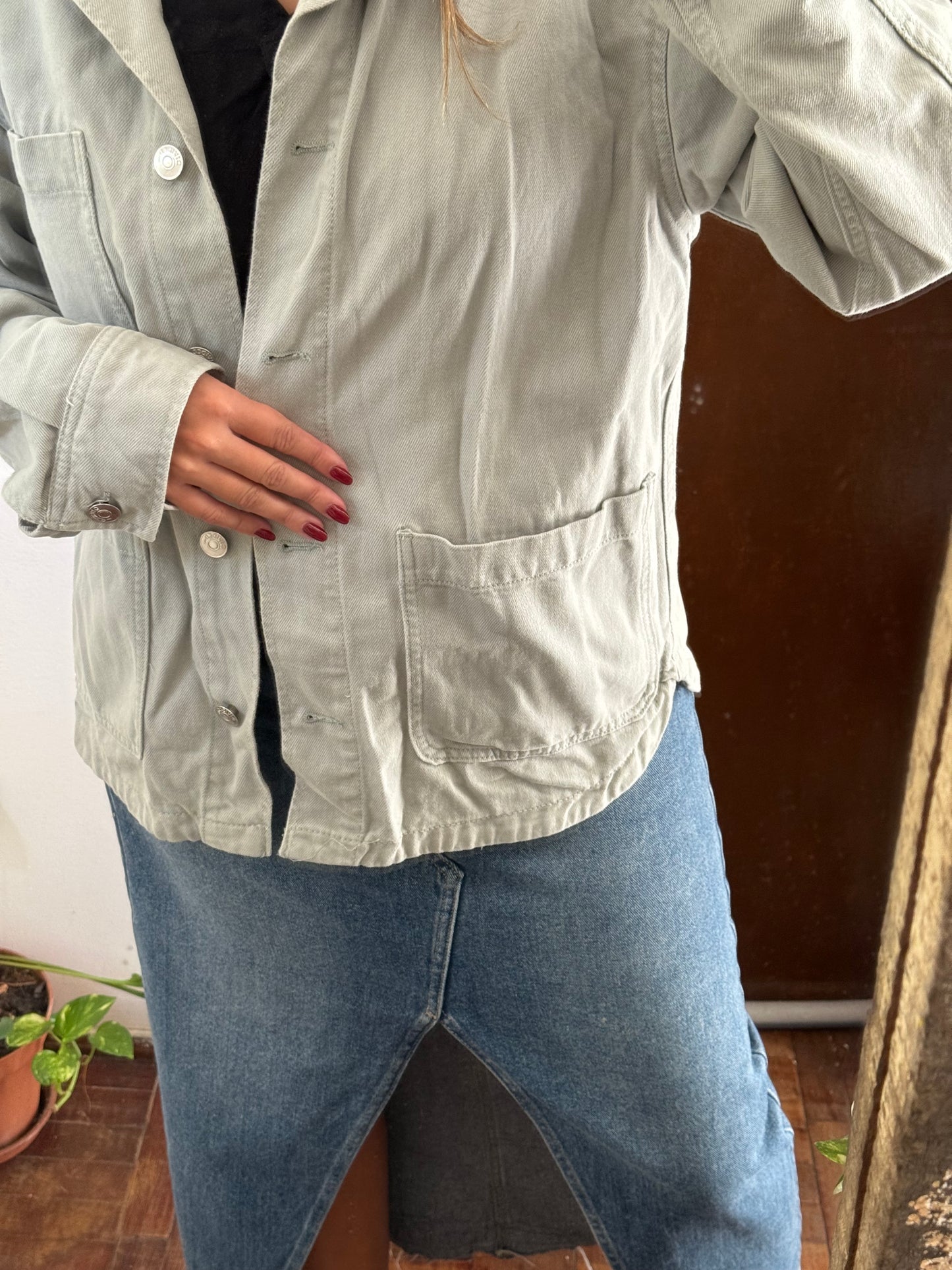 Campera jean verde H&M talle S
