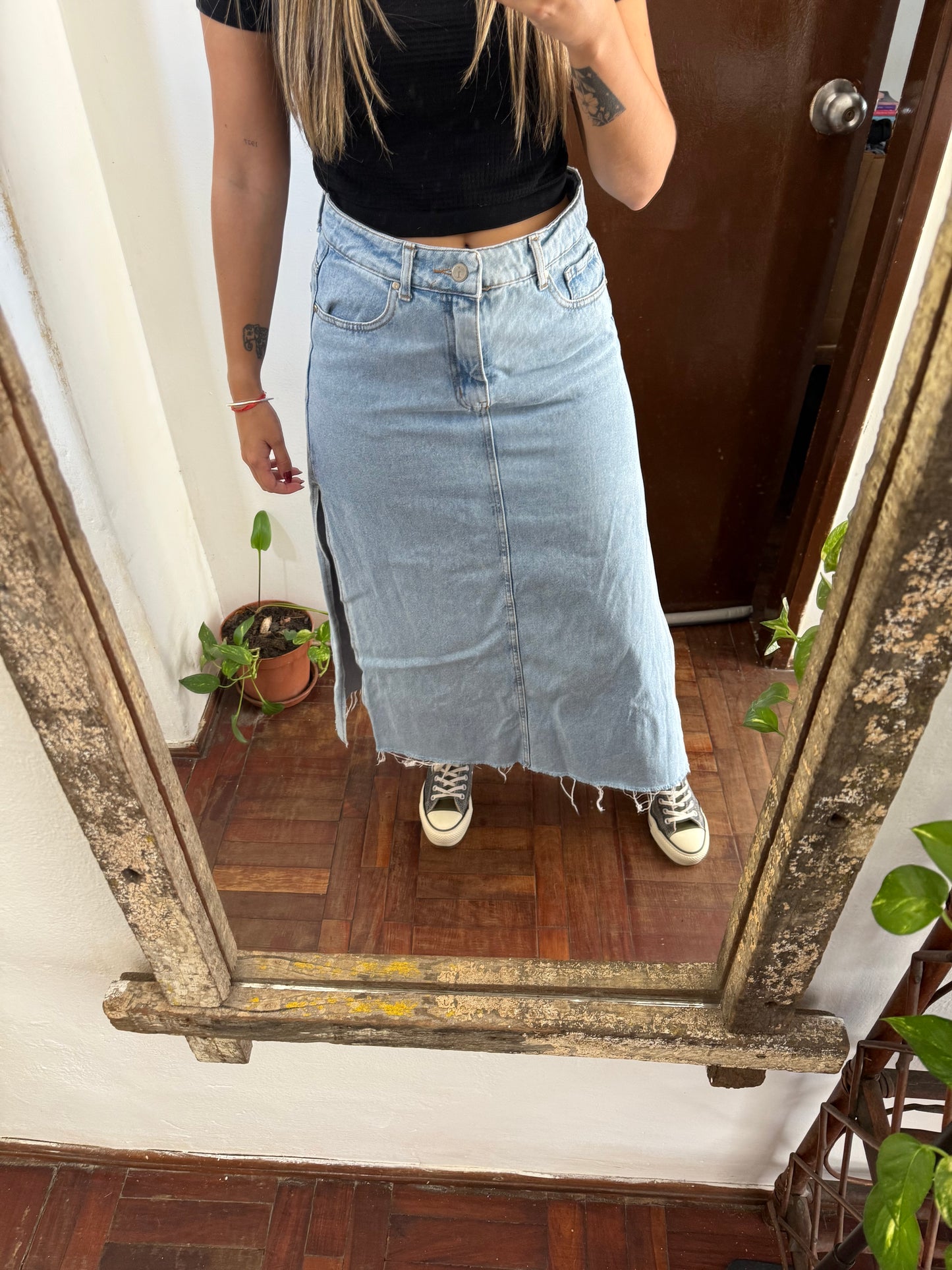 Pollera Jean tajo talle 40