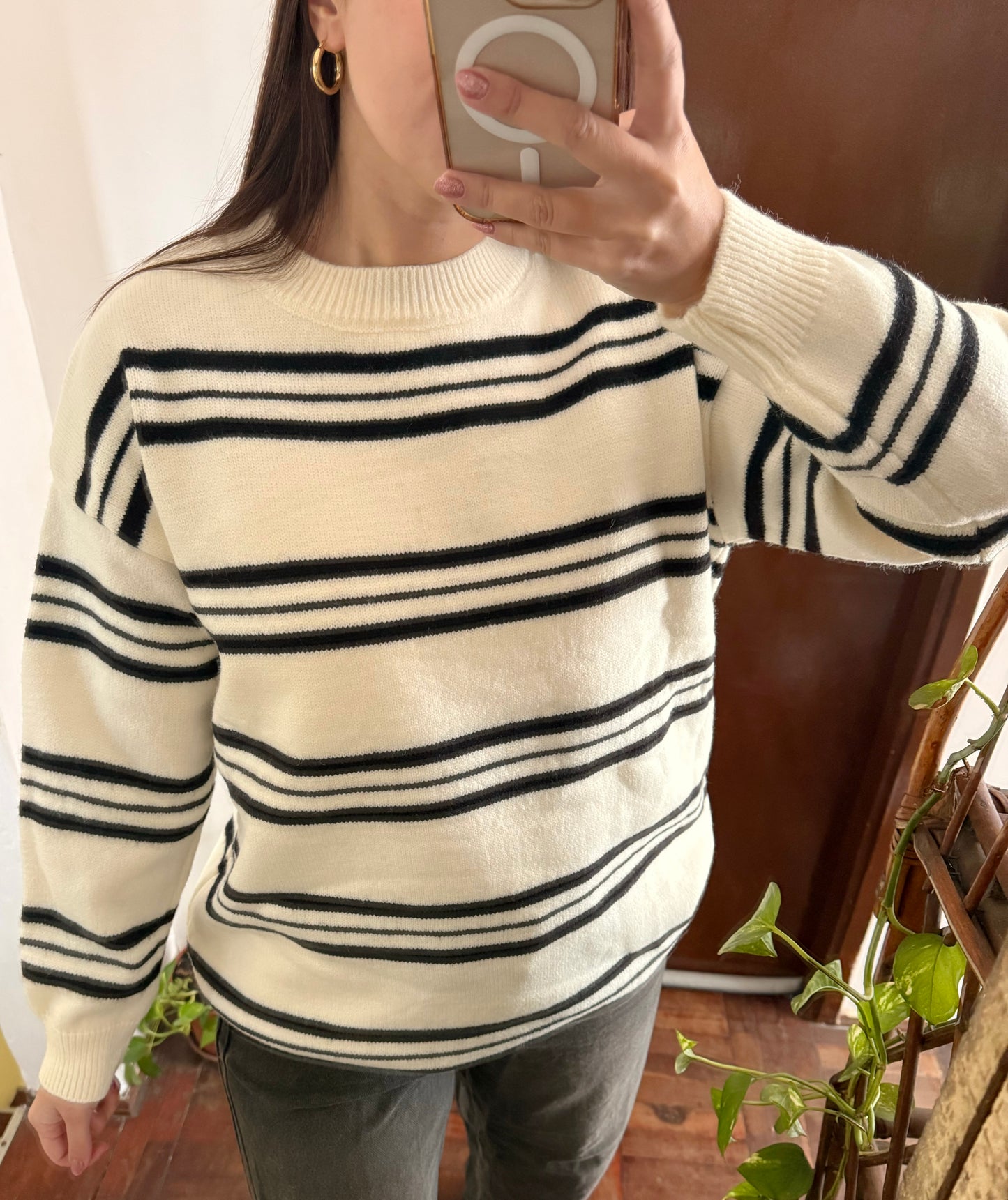 Buzo rayas beige