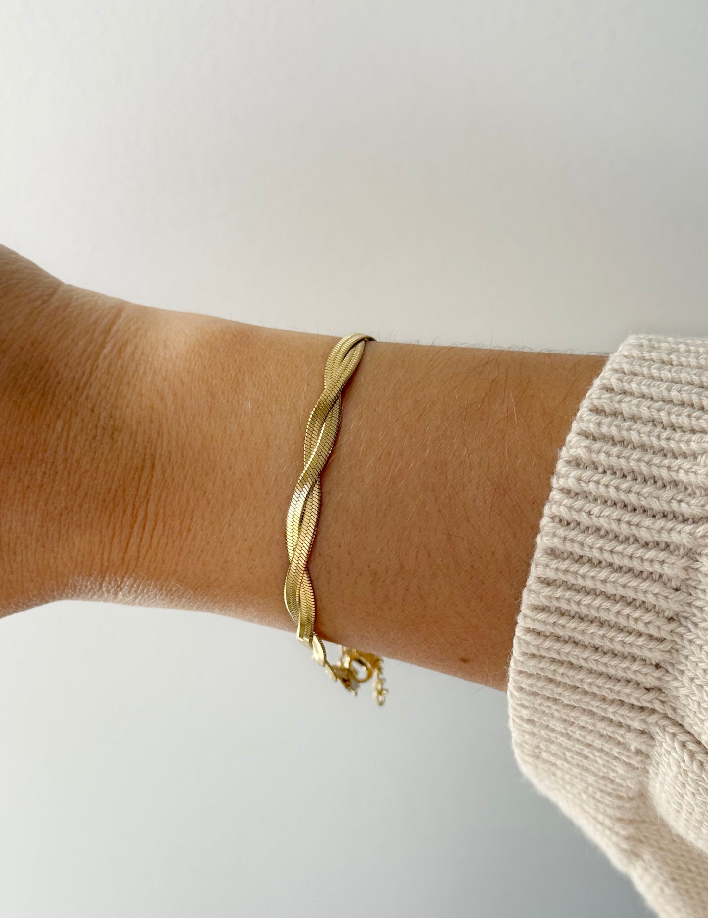 Pulsera trenza acero dorado