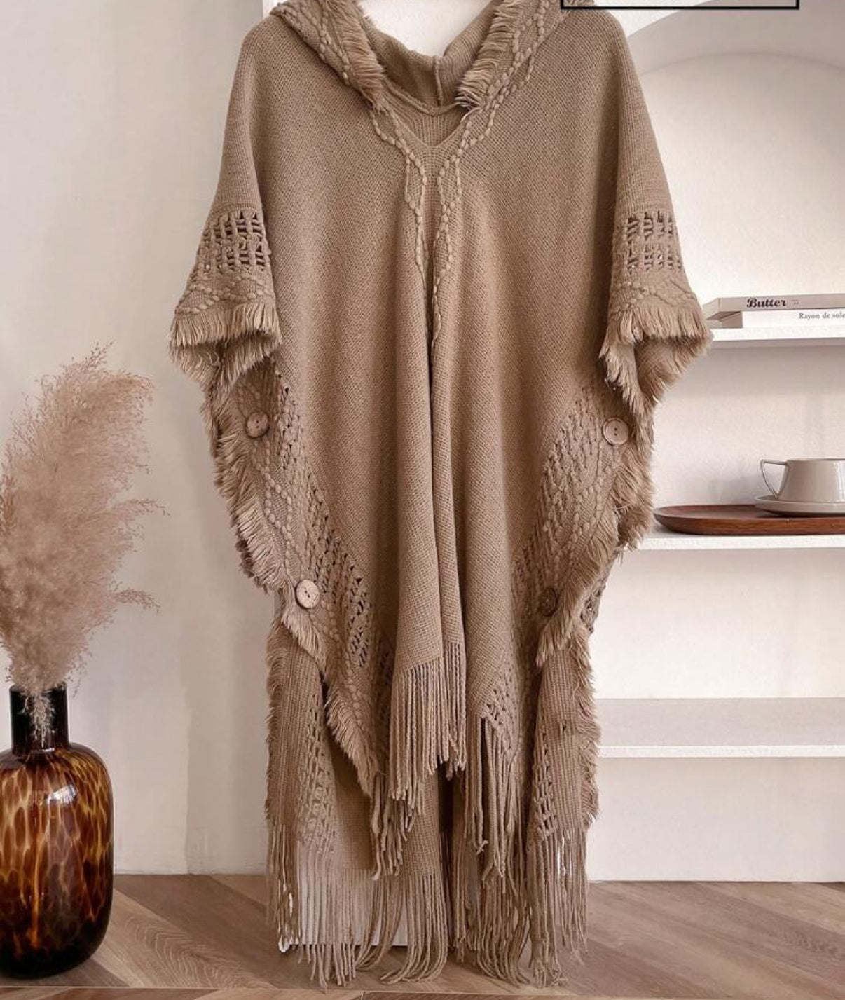 Poncho en color marron