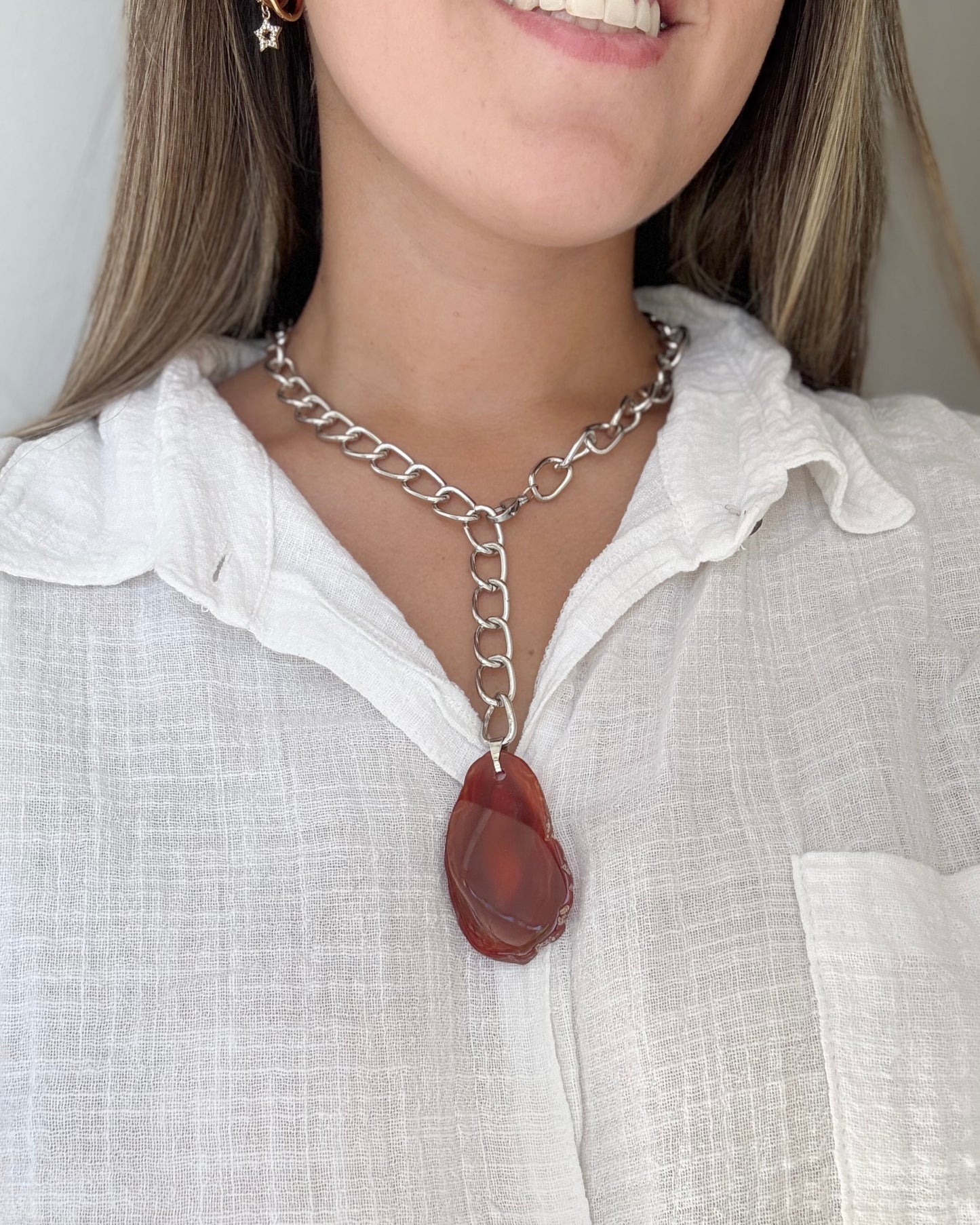 Collar cadena y piedra