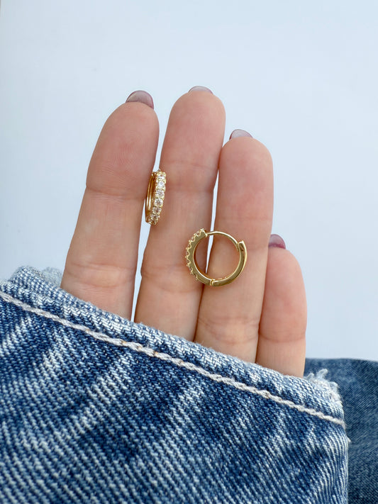 Aritos strass 1,5 cm enchapados en oro