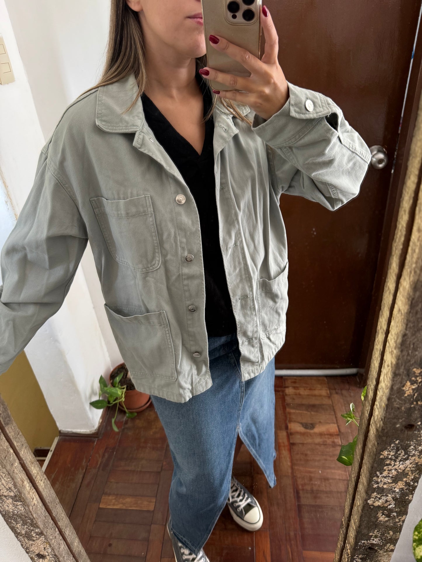 Campera jean verde H&M talle S