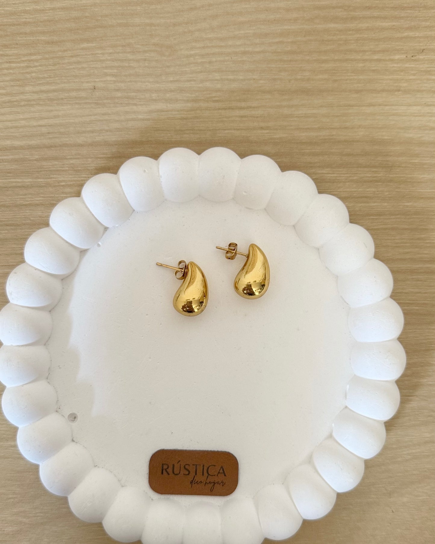 Caravanas gotas acero dorado