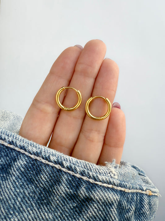 Aritos acero dorado 1,5 cm