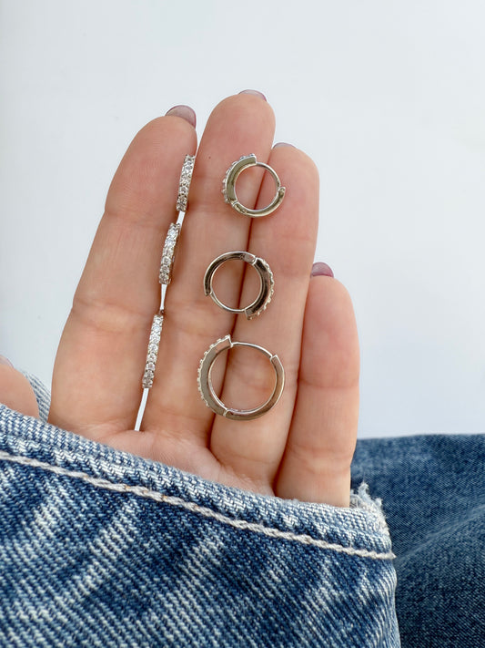 Aritos strass enchapados en plata (precio por par)