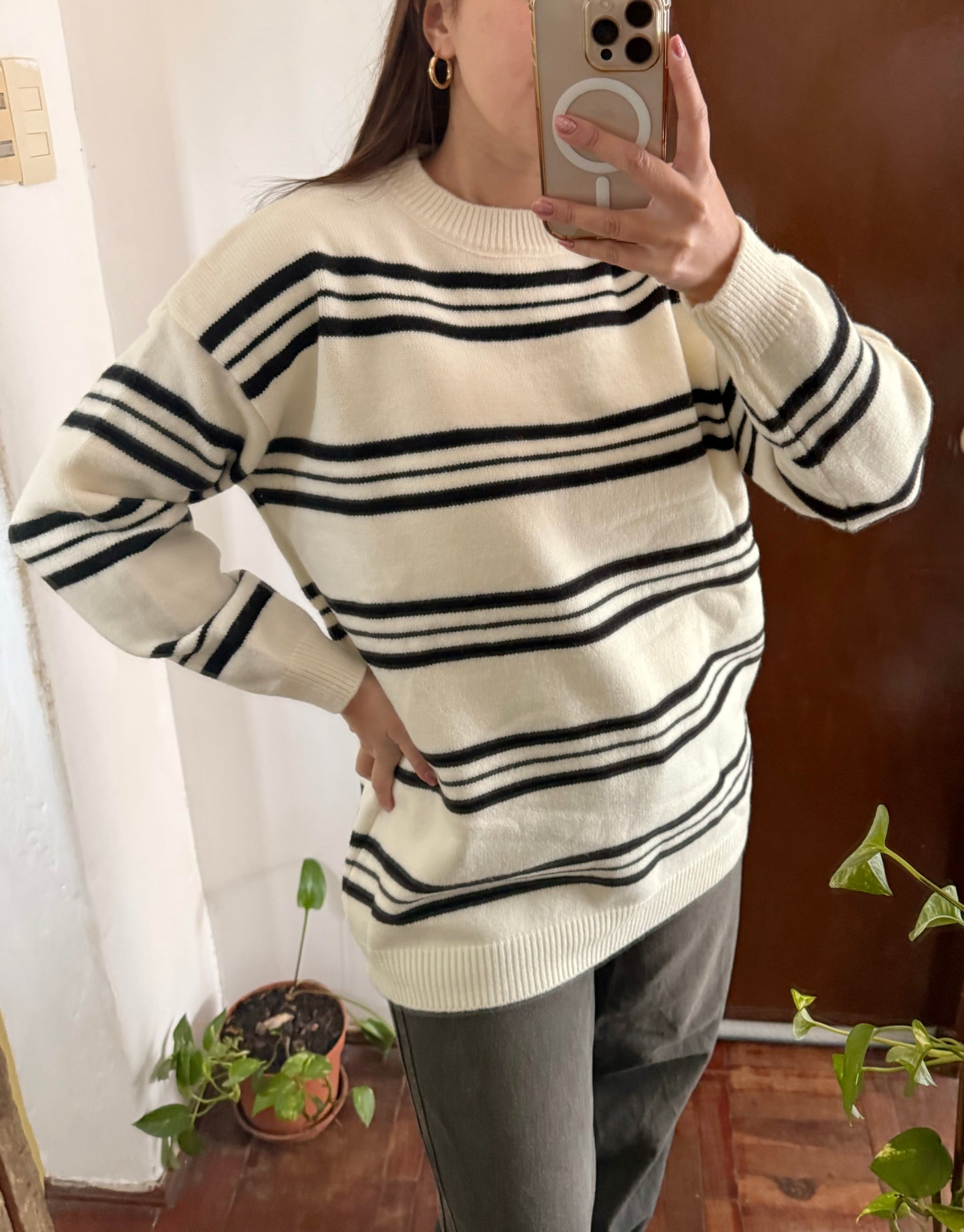 Buzo rayas beige
