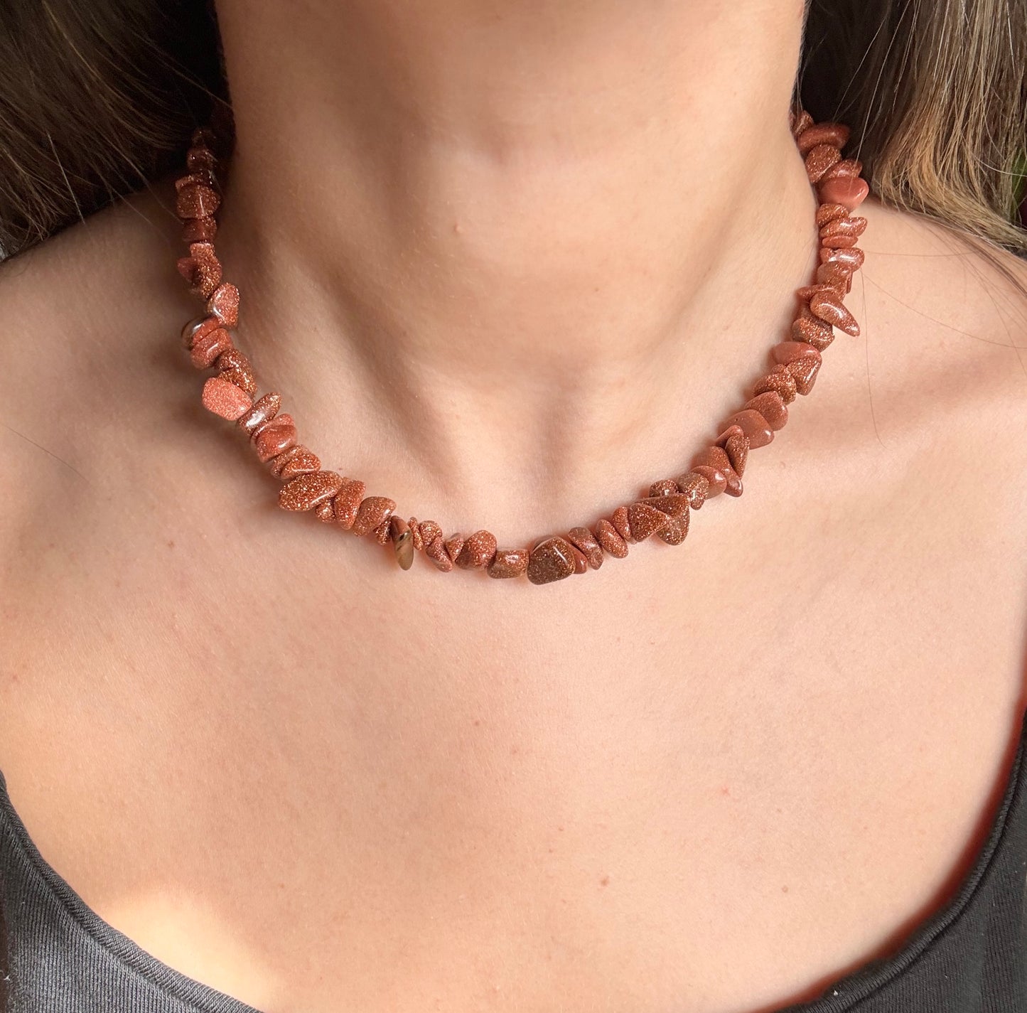 Collar piedras brillo marrones