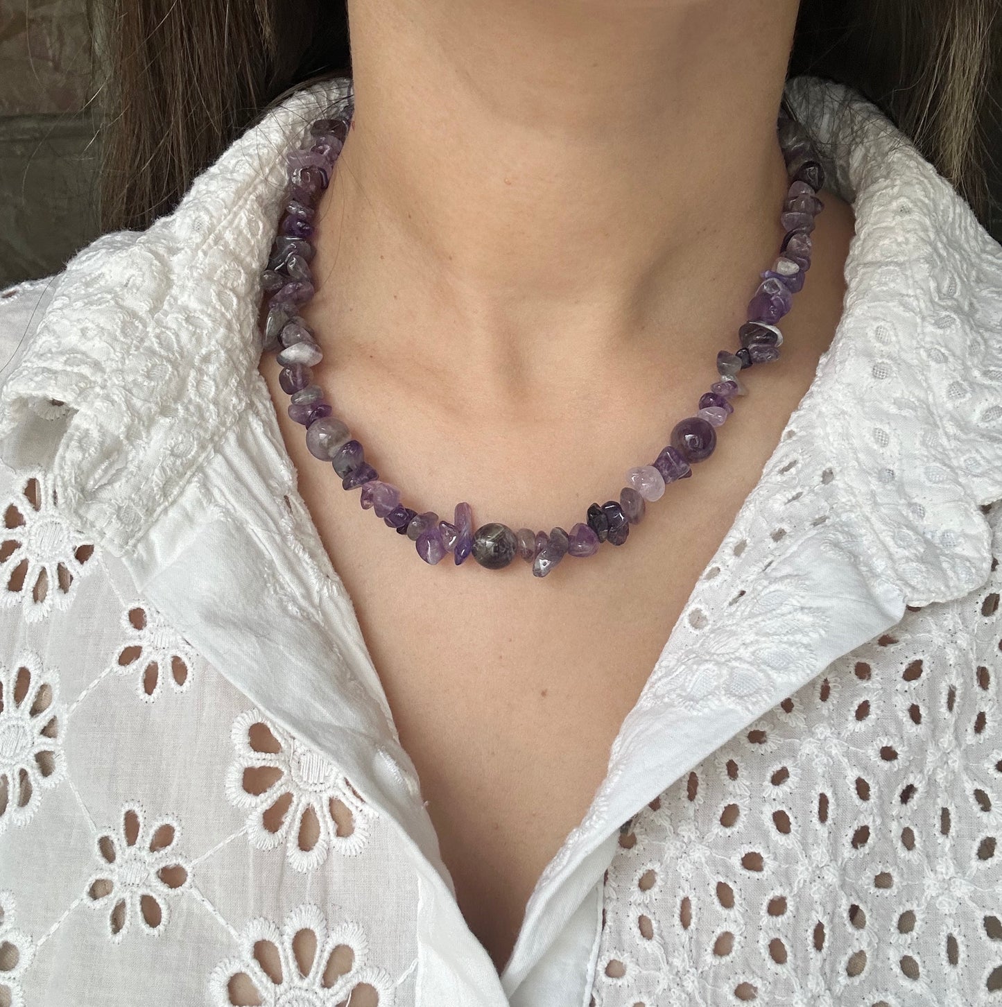 Collar piedras violetas