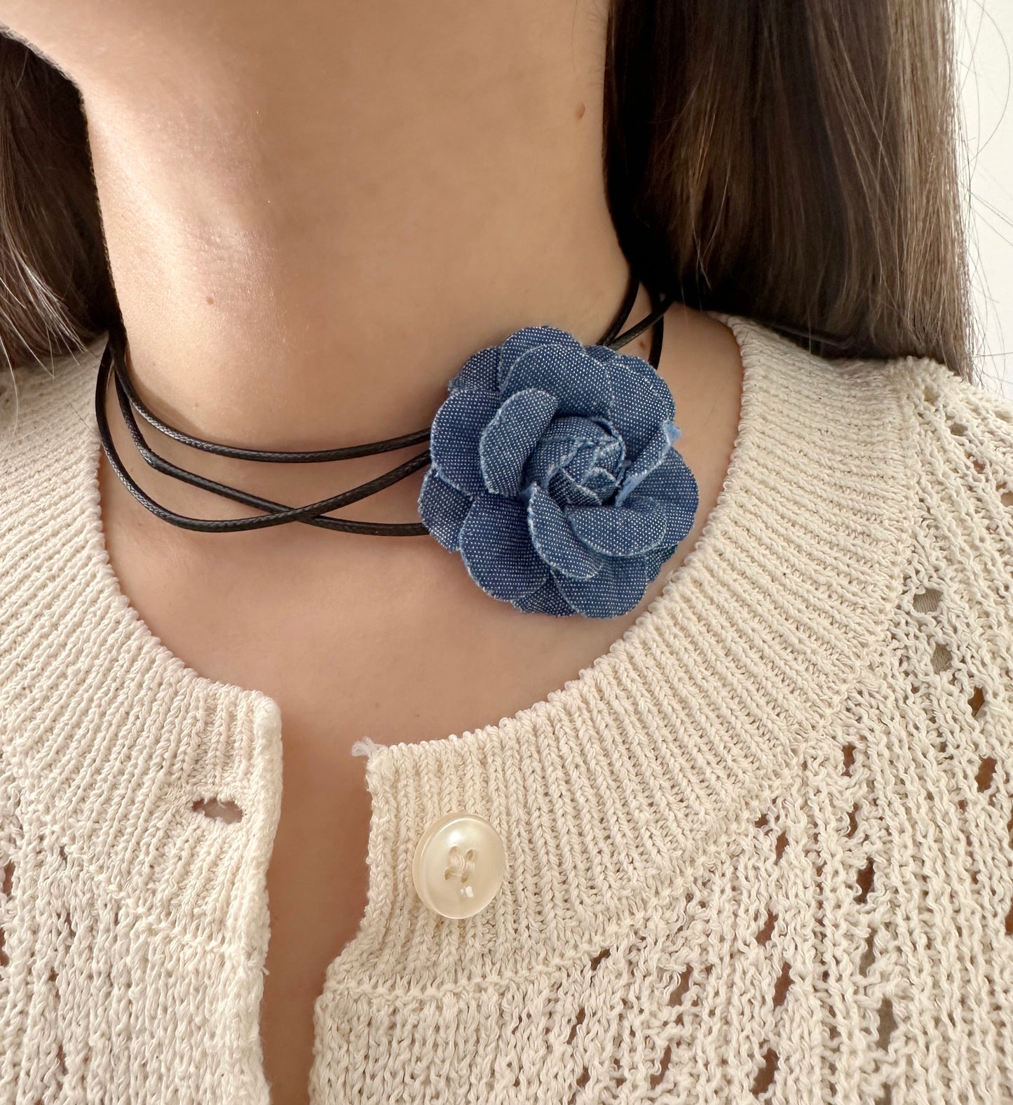 Choker flor jean