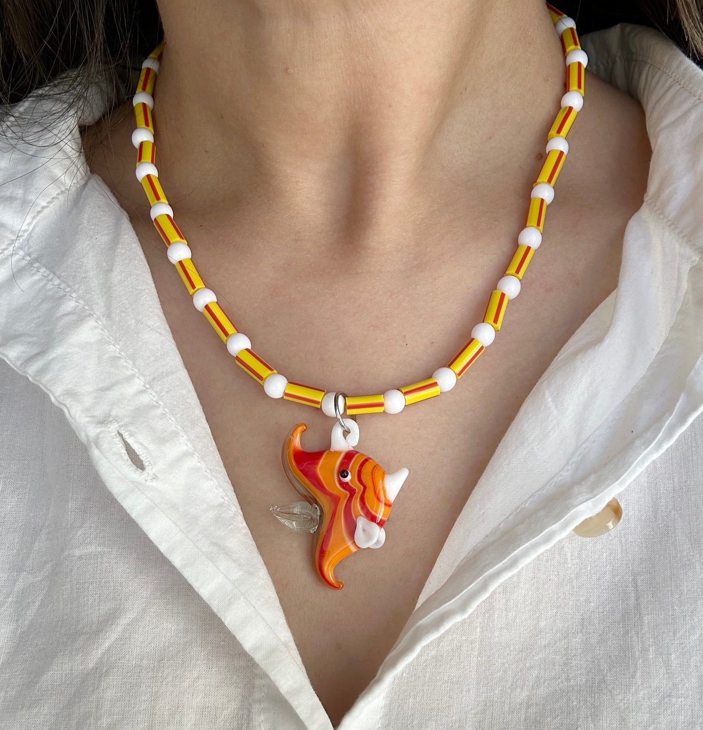 Collar dije vidrio pez naranja