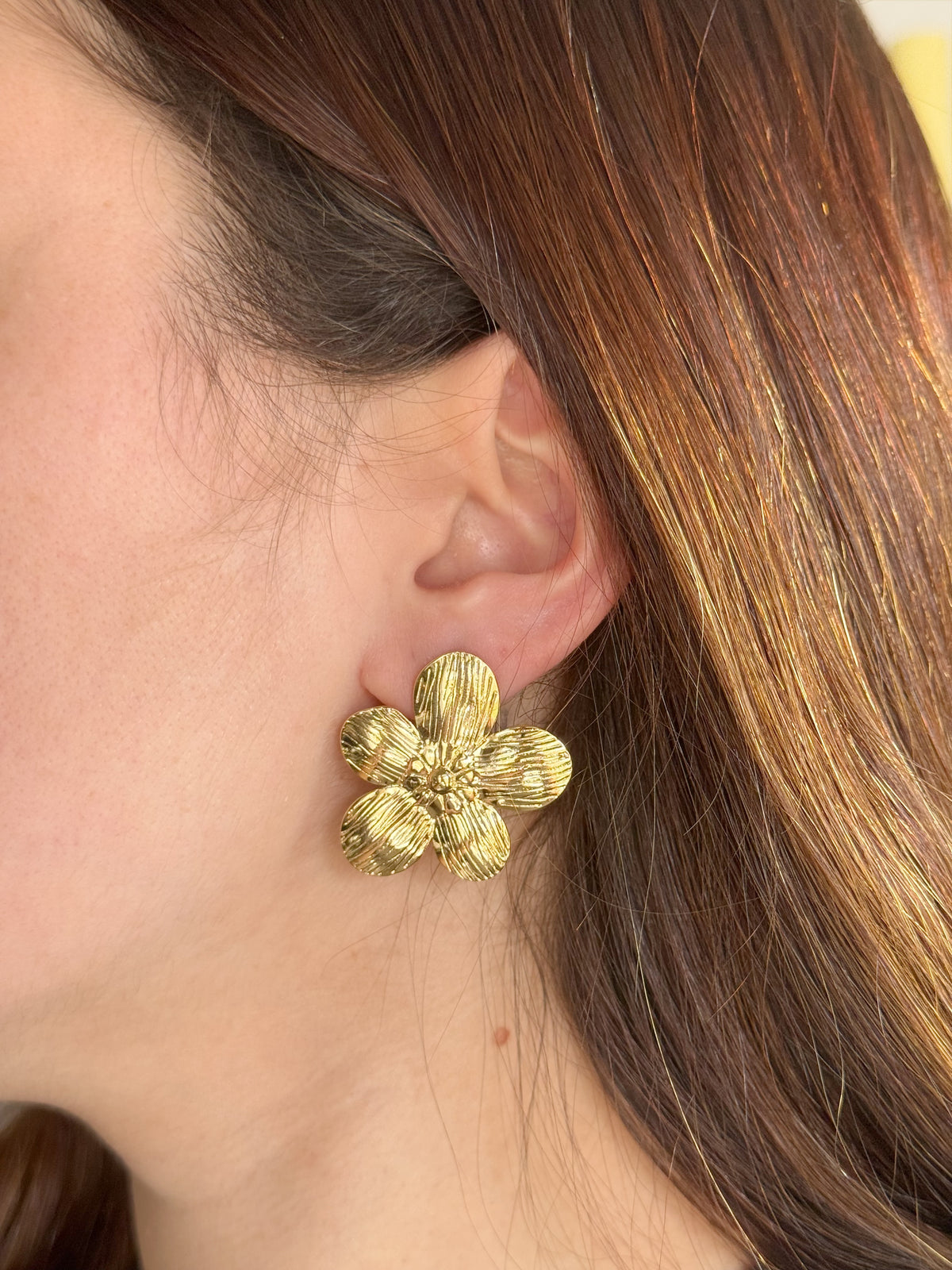 CARAVANAS FLOR ACERO DORADO