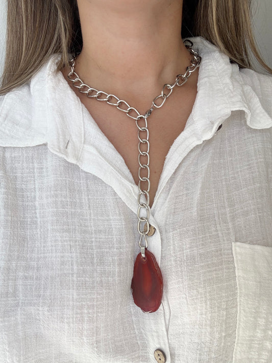 Collar cadena y piedra