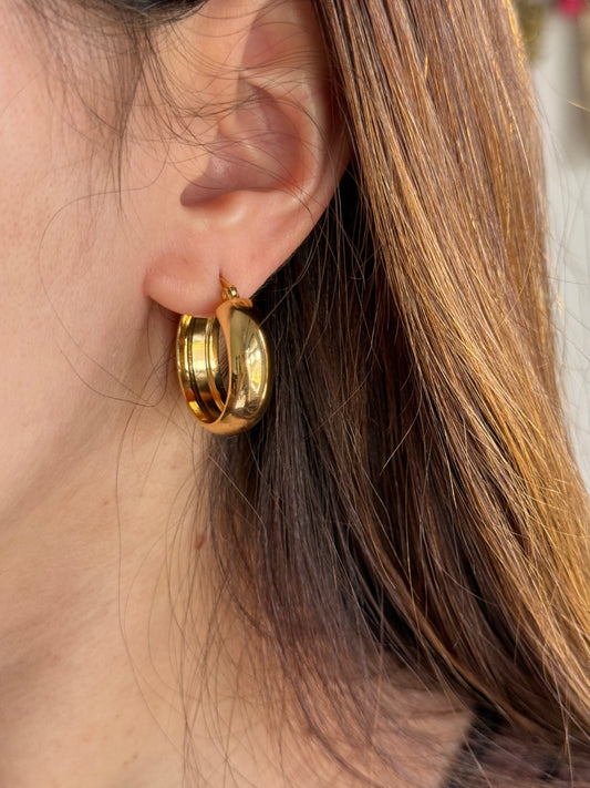 Aros bombe acero dorado