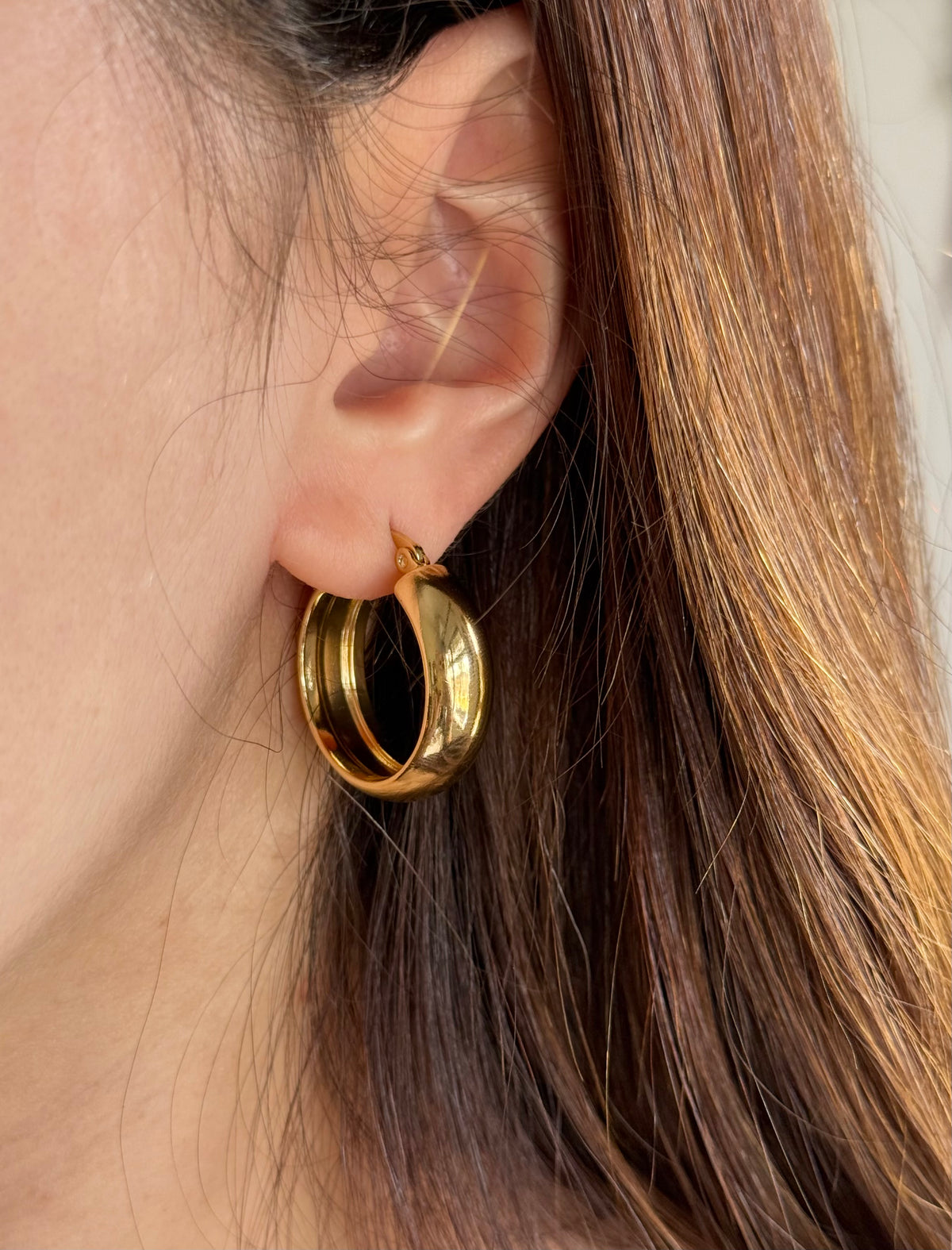 Aros bombe acero dorado
