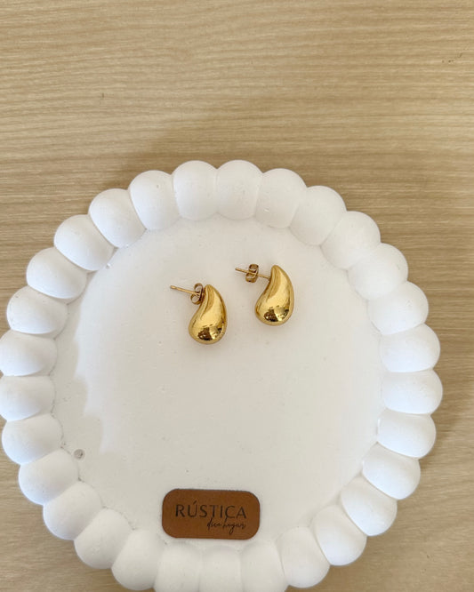 Caravanas gotas acero dorado