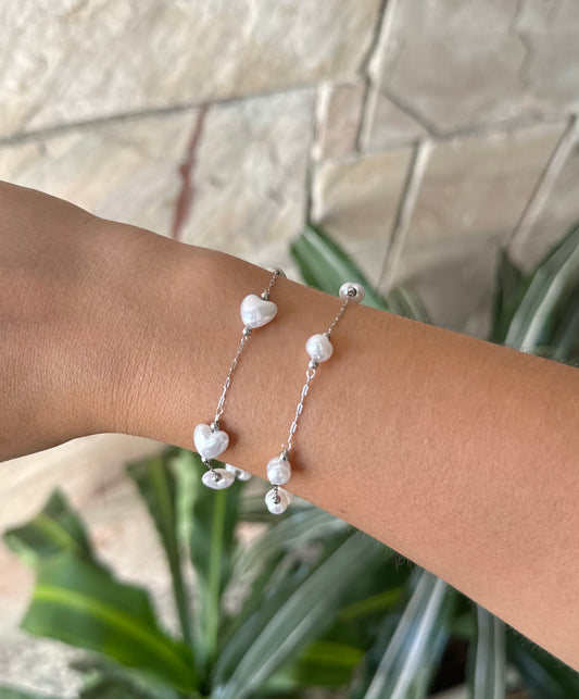 Pulsera acero perlas